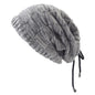 Bonnet tricoté chaud pour homme et femme, bonnet à pompon, bandana, cordon de serrage, écharpe, épais, chaud et doux, tête et cou