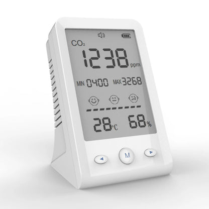 NDIR CO2 Meter Alarm Temperature Humidity Detector Indoor Air Quality Monitor Gas Analyzer with LCD Display USB Rechargeable