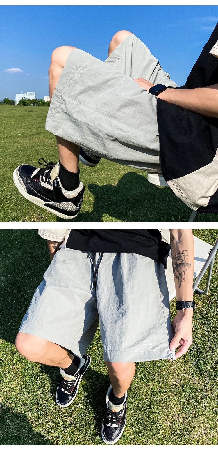 Pantalons courts pour hommes, pantalons décontractés d'été, pantalons à cordon de serrage, salopettes coréennes simples et polyvalentes, pantalons amples tendance pour hommes
