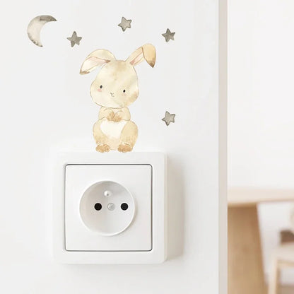 Lot de 6 autocollants muraux animaux de dessin animé pour chambre d'enfant, chambre de bébé, décoration pour interrupteur, chambre d'enfant, chambre d'enfant