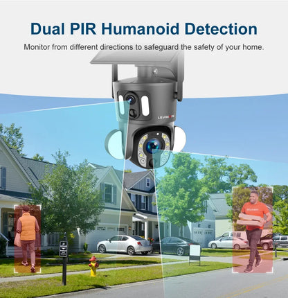 LS VISION 4G Solar Security Camera Outdoor 20X Zoom Dual Screen 8MP WiFi PTZ Dual Lens PIR Detection Auto Tracking Camera UBOX