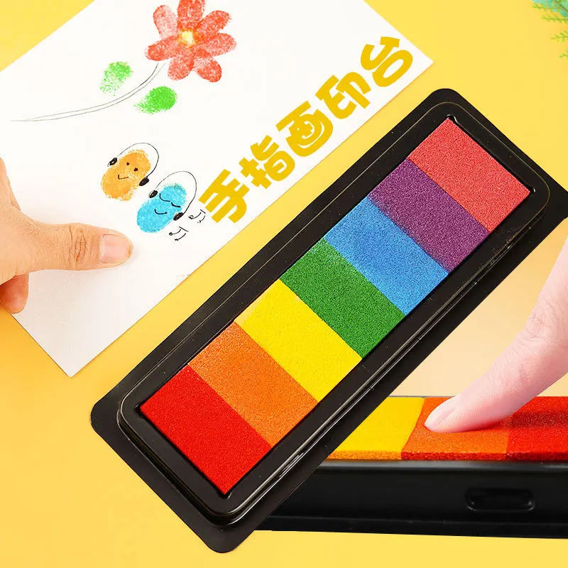 Kindergarten Creative Palm Finger Paint Ink Pad Diy Printing Station 7 Colours Kids Graffiti Finger Stamp Pad Stamp Drawing Toys