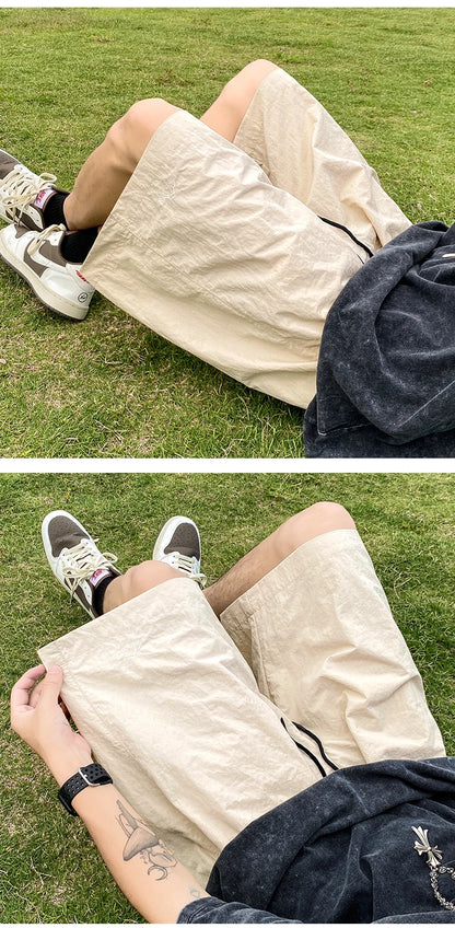 Pantalons courts pour hommes, pantalons décontractés d'été, pantalons à cordon de serrage, salopettes coréennes simples et polyvalentes, pantalons amples tendance pour hommes