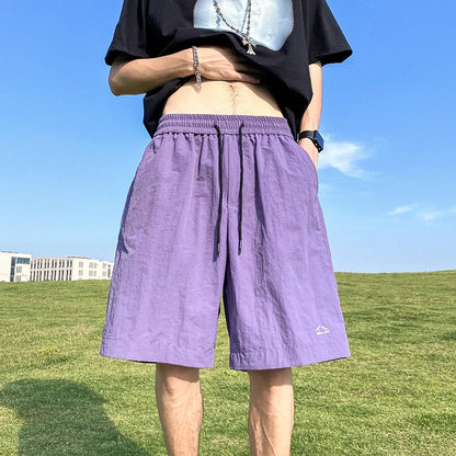 Pantalons courts pour hommes, pantalons décontractés d'été, pantalons à cordon de serrage, salopettes coréennes simples et polyvalentes, pantalons amples tendance pour hommes