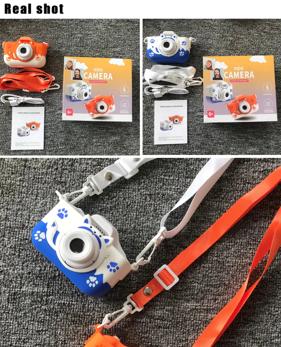 Kid Mini Camera 1080P Cartoon Selfie Toddler Digital Video Camera Toys With 32G SD Card for Boys/Girls Christmas Birthday Gifts