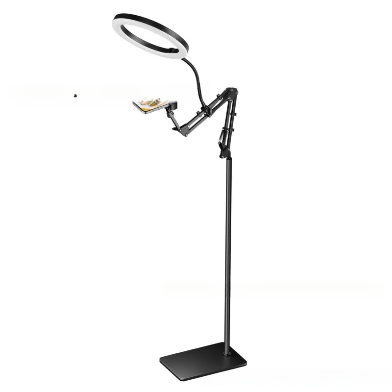 Phone Live Streaming Stand Desktop Multifunctional Overhead Shooting  Floor Tripod with Fill Light for Selfie and Video Shooting