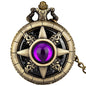 Exquisite Emerald-green Stone Bronze Case Quartz Pocket Watch Simple White Dial Chain Clock Necklace Pendant Watch for Men Women