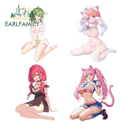 EARLFAMILY 13cm x 11.7cm NSFW Cat Ears Loli Car Sticker Anime Waifu Soprts Clothes Windows Decal Creative Vinyl Motorcycle Decor