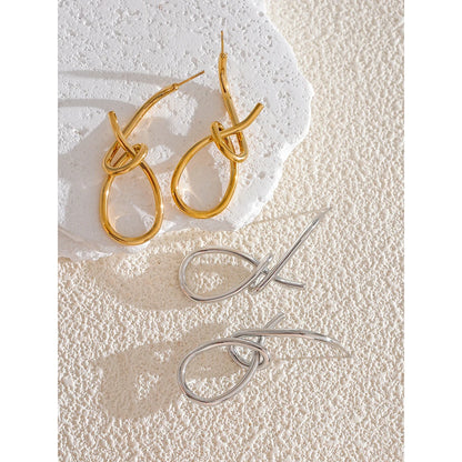 Yhpup Personalized Stainless Steel Geometric Big Drop Unusual Earrings for Women Rust Proof Texture Statement Party Jewelry