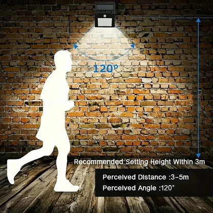 Lot de 1 à 6 lampes murales solaires à 100 LED 1800 mAh, 4 côtés lumineux, avec détecteur de mouvement, éclairage d'extérieur, idéal pour un jardin ou une cour.