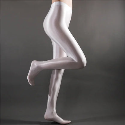 Glossy Shiny Stage Performance Leggings High Waist Fitness with Socks Skinny Yoga Trousers Women Clothing Stage Show