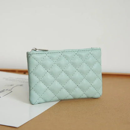 PU Soft Leather Diamond Grid Short Wallet Women Coin Purse Card Bag Zipper Coin Pouch Credit Card Holder ID Holder Mini Purse