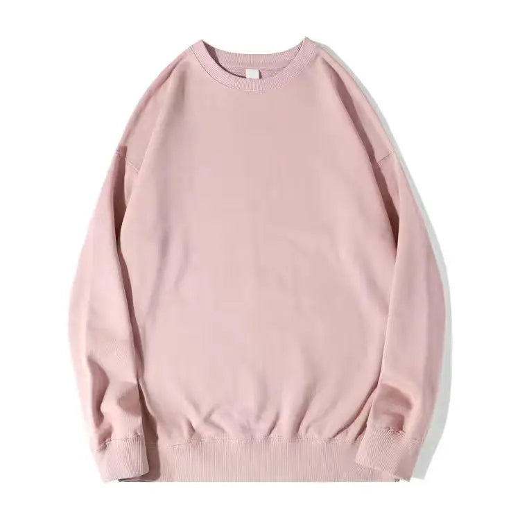 Autumn Sweatshirt Fashion Matcha Green 420g Heavy Round Neck Sweater Men's Solid Color Top Streetwear Women