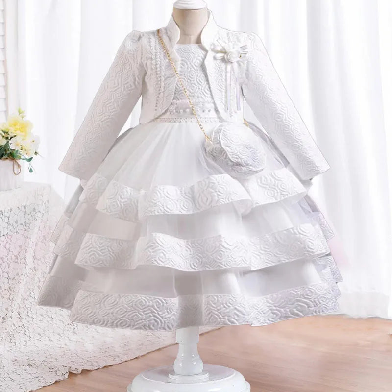 New Girls' Dress Two Piece Set 3-10 Years Old Gorgeous Christmas Performance Dress Autumn Girls' Party Prom Dress