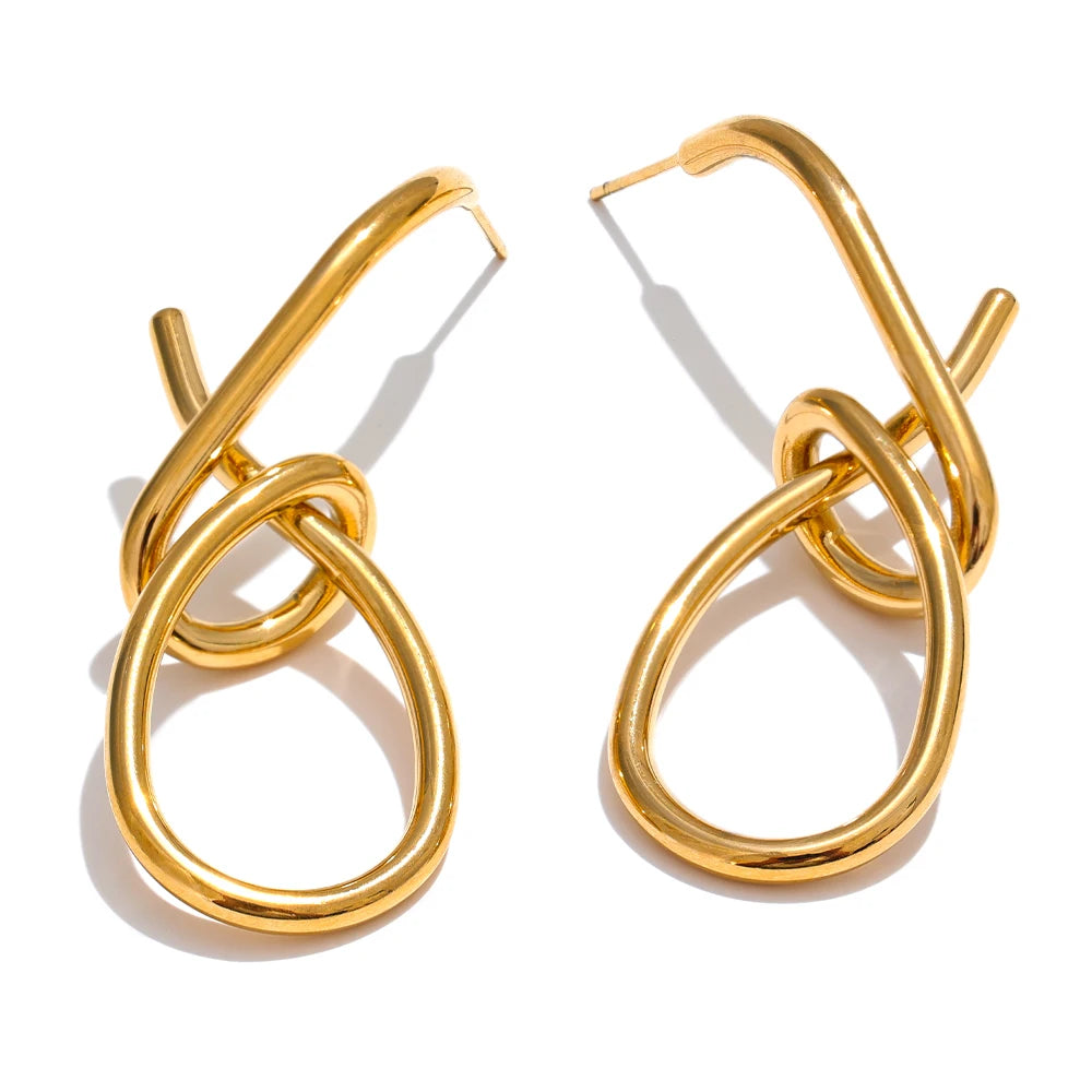 Yhpup Personalized Stainless Steel Geometric Big Drop Unusual Earrings for Women Rust Proof Texture Statement Party Jewelry