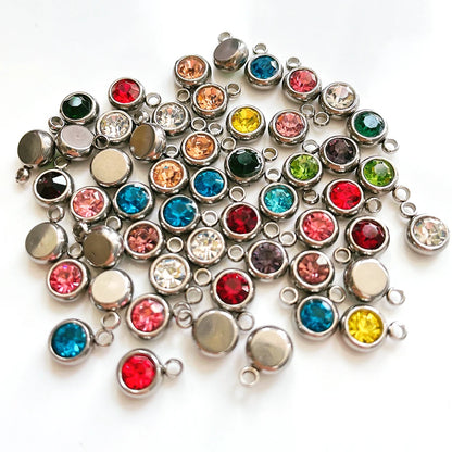 Lot de 20 breloques en acier inoxydable avec strass transparents et cristaux transparents pour la fabrication de bijoux, colliers, bracelets et autres accessoires.