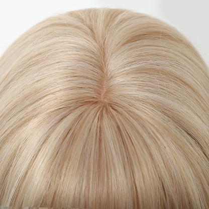 Perruques synthétiques longues blondes EASIHAIR pour femmes, cheveux naturels lisses et dégradés avec frange, résistantes à la chaleur, pour un usage quotidien
