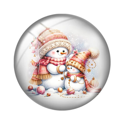 Watercolor Christmas snowman 10pcs18mm/20mm/25mm Round photo glass cabochon demo flat back Making findings