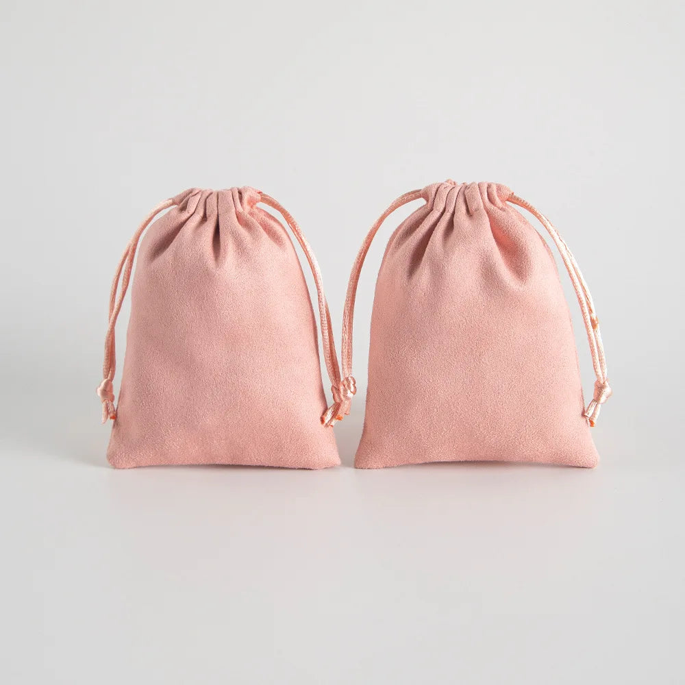 Lot de 10 pochettes en velours à cordon coulissant en flanelle grise pour bijoux, trousses de maquillage, pochettes cadeaux chics pour mariage