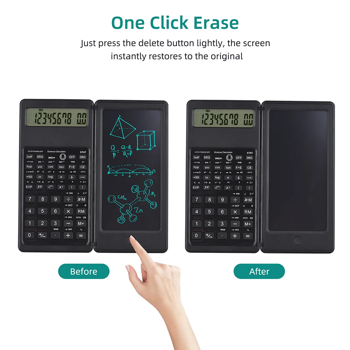 Scientific Calculator With Writing Foldable Tablet Multi Functions Engineering Financial calculator For School Students Office