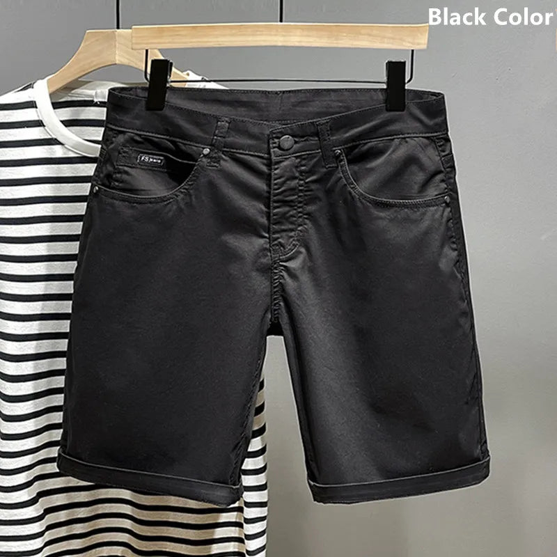 Cotton Shorts Men Summer Plus Size 46 44 42 40 Loose Thin Stretched Black Beige Students Blue Casual Half Trousers Streetwear