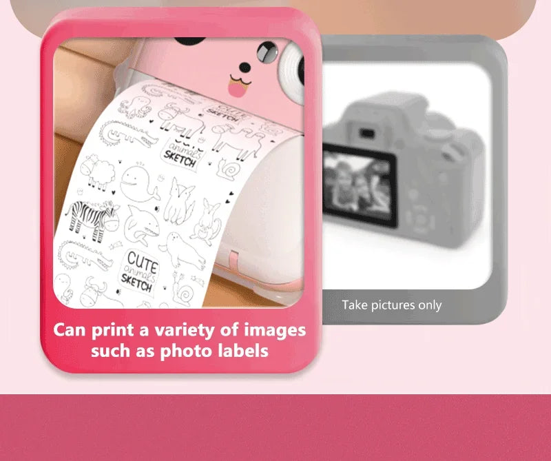 Digital Camera Toys Kids Instant Print Thermal Print Camera Instant Print Photo Video with 32G Memory Card Kids 1080P HD