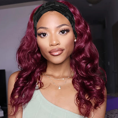 99J Burgundy Headband Wigs Human Hair Body Wave 99J Burgundy Red Wig Glueless Full Machine Made Human Hair Wigs For Women