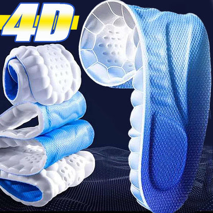 Semelles de sport en mousse 4D, coussinets de chaussures ultra-doux et hautement élastiques, coussin déodorant anti-douleur, soutien de la voûte plantaire, semelles de course à pied
