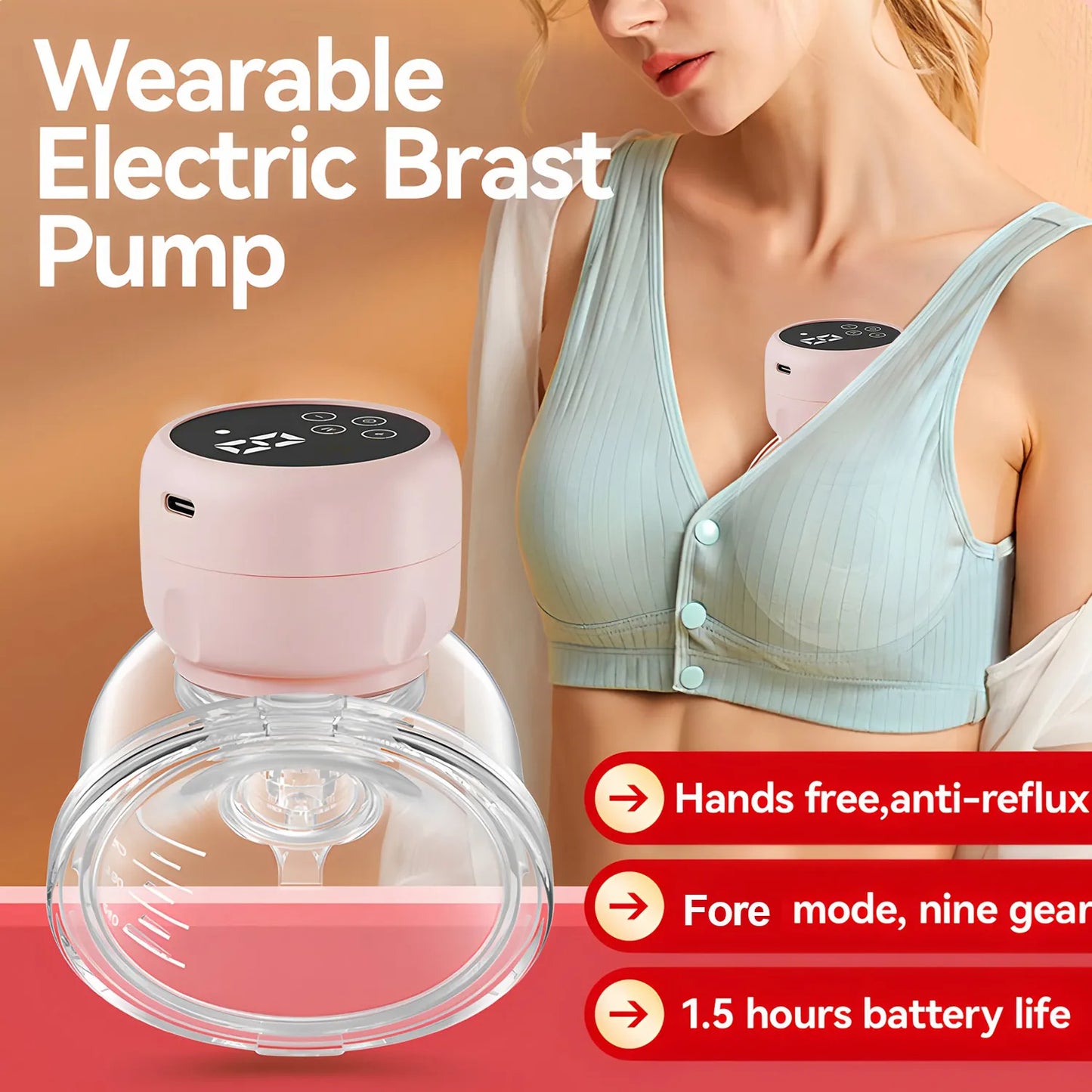 Wearable Breast Pump Hands Free Electric Portable Wearable Breast Pumps Slient BPA-free Breastfeeding Milk Collector