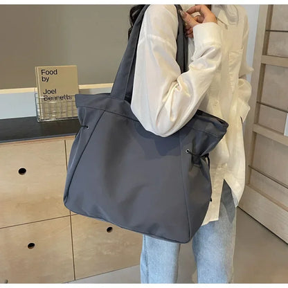 Sac fourre-tout décontracté de grande capacité, sac de voyage simple pour femme, grand sac à bandoulière, sacs à main esthétiques, sac fourre-tout à cordon