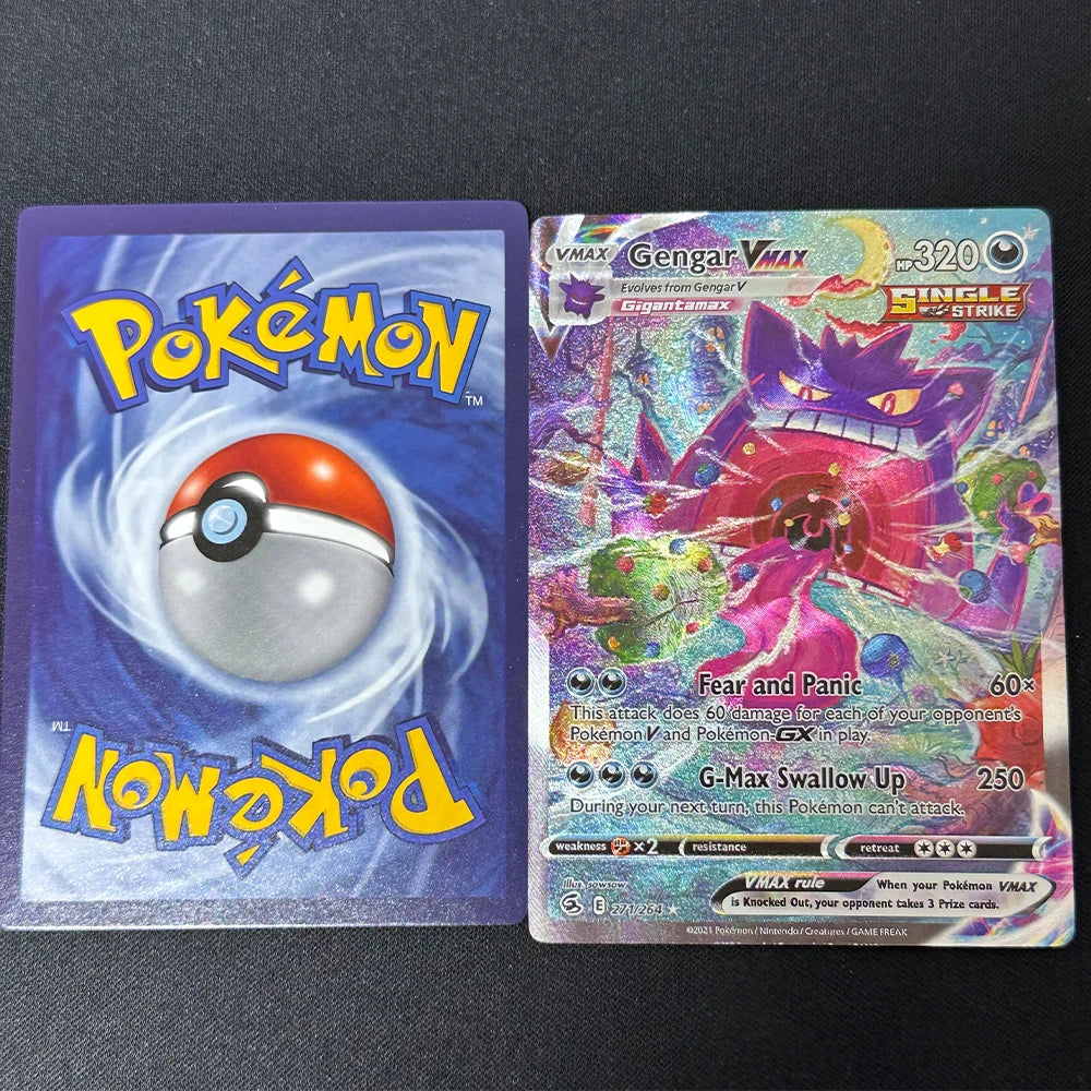 3Pcs/set DIY Anime PTCG Collection Card Gengar Ex HP170 English Spooky Shot Refractive Color Flash Relief Card Kid Gifts Toy