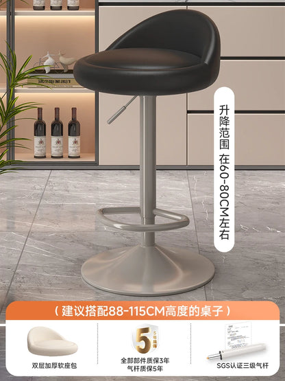 Minimalist Modern Home Elevated Foot Stool Adjustable Backrest Seat Creamy Milk Tea Shop Dining Stool Kitchen Island Seat
