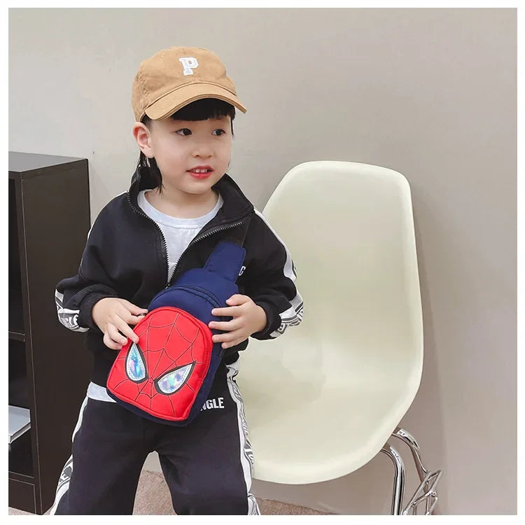 Sac bandoulière Marvel Spiderman pour enfants, sac de rangement réglable, sac à bandoulière Kawaii imprimé BD, sac de voyage léger, cadeau