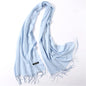 Écharpe tendance pour femme, couleur unie, hijab d'hiver, pompons, long châle, style cachemire, pashmina, bandana