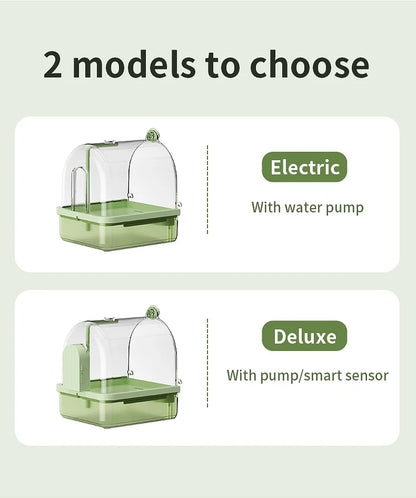 Clear Hanging Bird Bath Automatic Water Circulation Bath Shower For Bird Easy to clean Space Saving Design Bird Cage Accessory