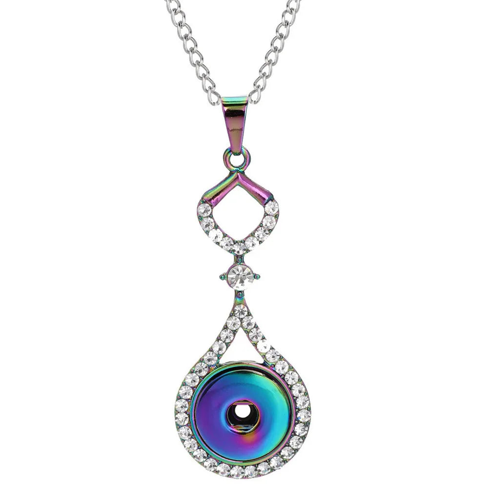 Three Color Snap Necklace Jewelry Simple Snap Pendant Necklace Fit 18mm Snaps Button Jewelry for Women Accessories ZG511