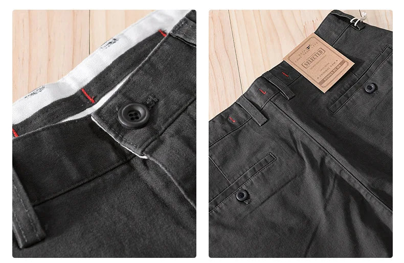 2025 Summer New Casual Cargo Cotton Shorts for Men Clothing Straight Big Pockets Solid Color Summer Pants FY7701