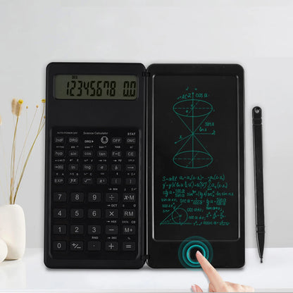 Tablette d'écriture LCD 6 pouces, bloc-notes numérique, calculatrice pliable, écran 10 chiffres, stylet, bouton d'effacement, fonction de verrouillage