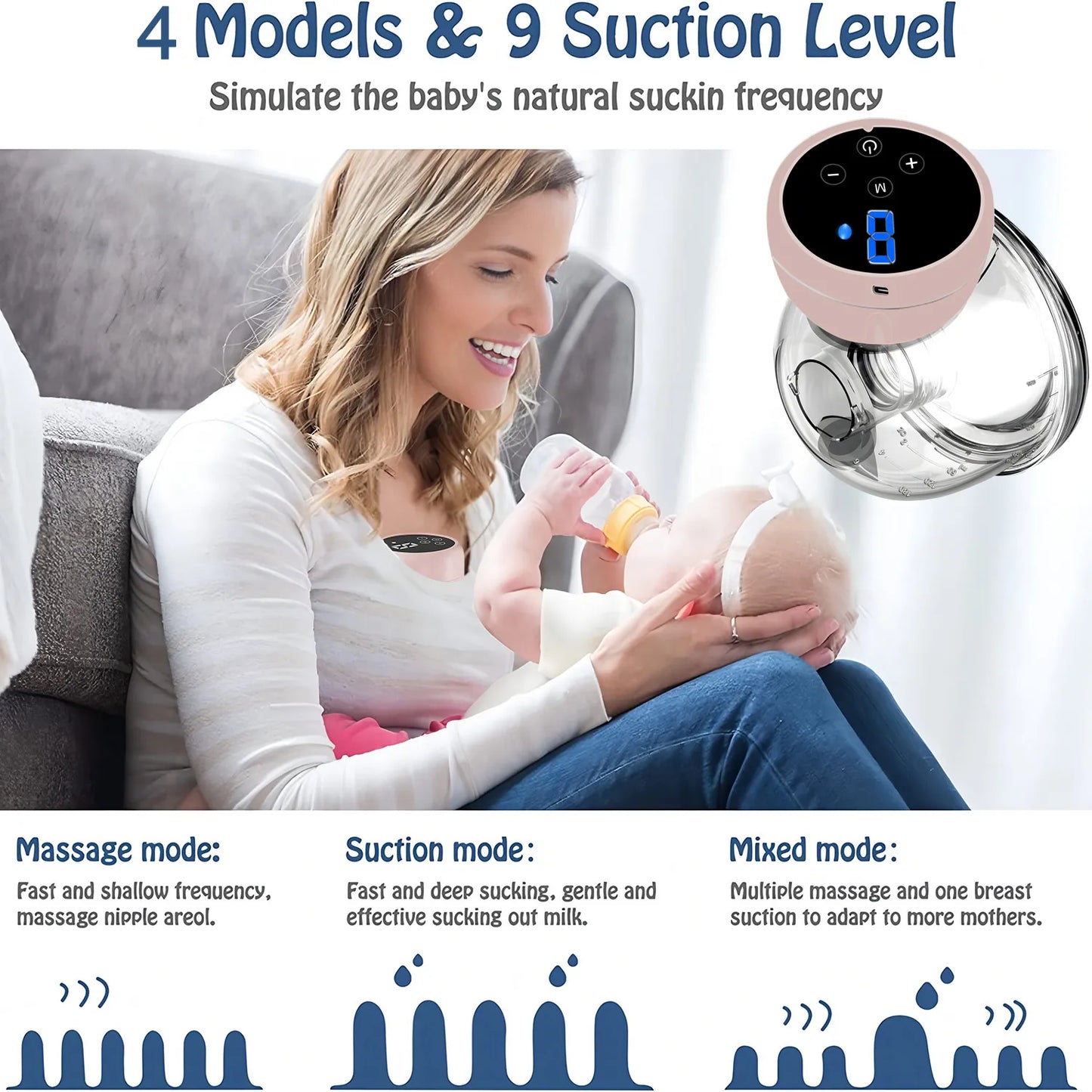 Wearable Breast Pump Hands Free Electric Portable Wearable Breast Pumps Slient BPA-free Breastfeeding Milk Collector