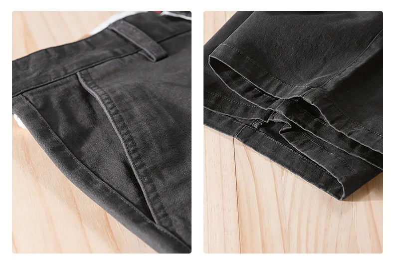 2025 Summer New Casual Cargo Cotton Shorts for Men Clothing Straight Big Pockets Solid Color Summer Pants FY7701