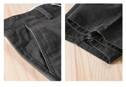 2025 Summer New Casual Cargo Cotton Shorts for Men Clothing Straight Big Pockets Solid Color Summer Pants FY7701