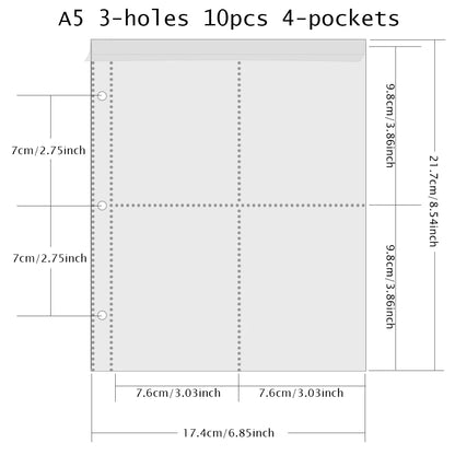 PLRBOK A5 Widened 3-ring D-shaped Magnetic Buckle Laser Mirror Binder Photo Album Card PhotoCard Collection Book Ring Notebook