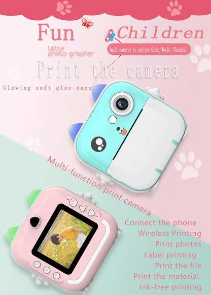 Children Kids Camera Instant Print Mini Digital Video Camera 1080P HD Screen Outdoor Kids Toy Print Thermal Paper Boy Girl Gift