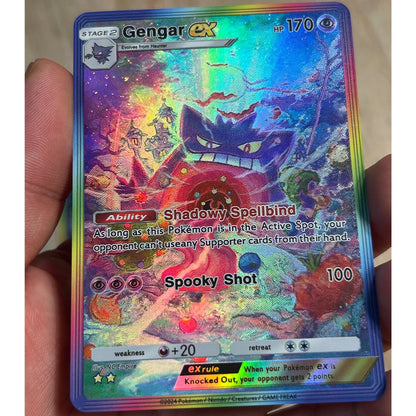 3Pcs/set DIY Anime PTCG Collection Card Gengar Ex HP170 English Spooky Shot Refractive Color Flash Relief Card Kid Gifts Toy