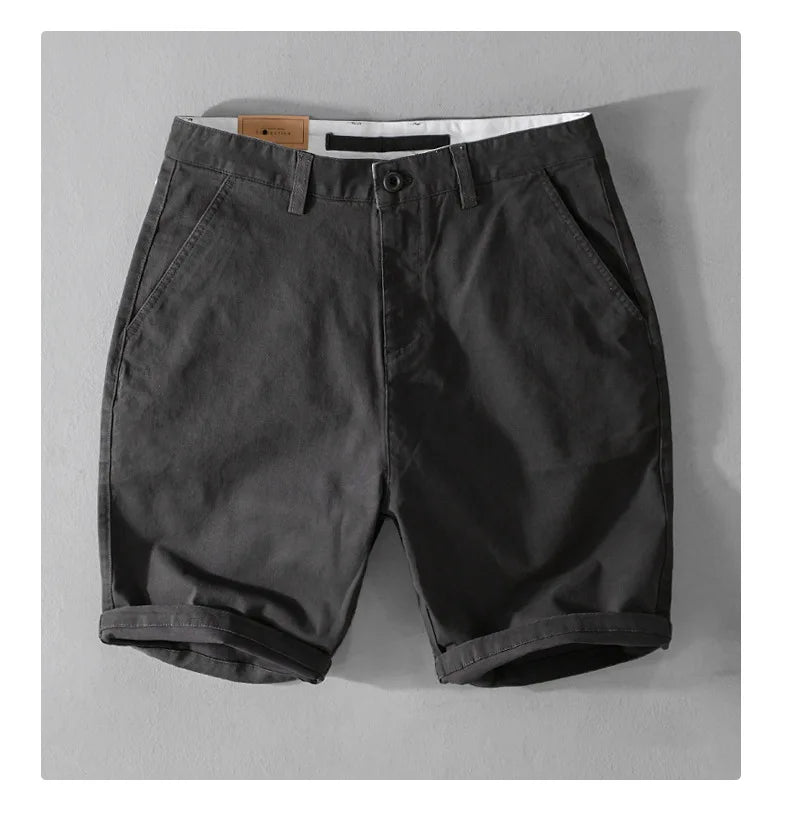 2025 Summer New Casual Cargo Cotton Shorts for Men Clothing Straight Big Pockets Solid Color Summer Pants FY7701