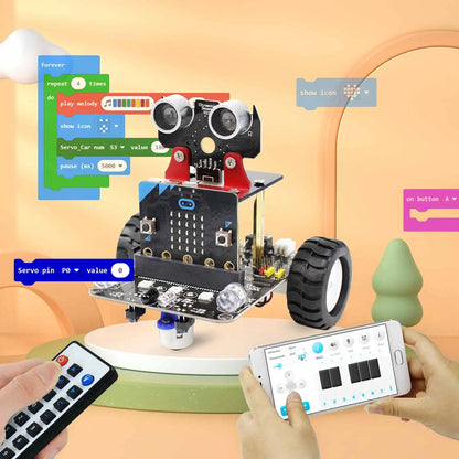 Yahboom Programmable Robot Smart Car for Kids Gift Education DIY Learning Coding Kit APP IR Control Compatible with Microbit V2