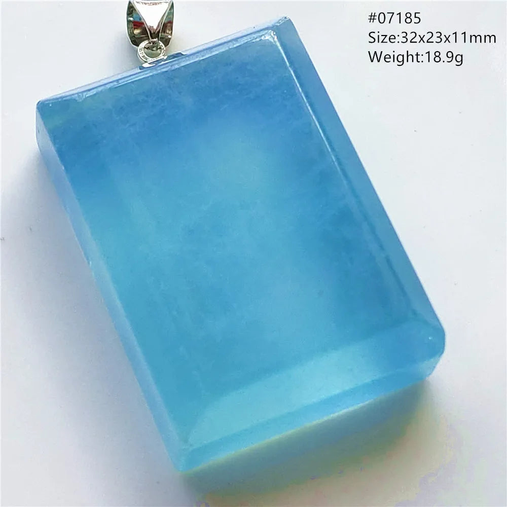 Natural Blue Aquamarine Pendant Clear Water Drop Women Men Brazil Aquamarine Crystal Necklace Jewelry AAAAA