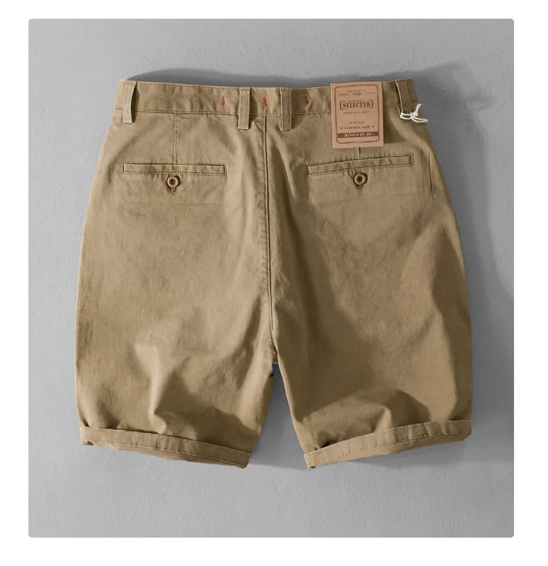 2025 Summer New Casual Cargo Cotton Shorts for Men Clothing Straight Big Pockets Solid Color Summer Pants FY7701