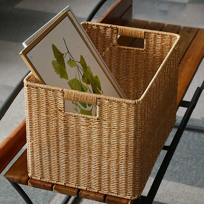 Boîte de rangement tissée à la main Grand panier Rangement de vêtements tissés Cuisine Chambre Salon Vêtements Épicerie Articles divers Organisateur