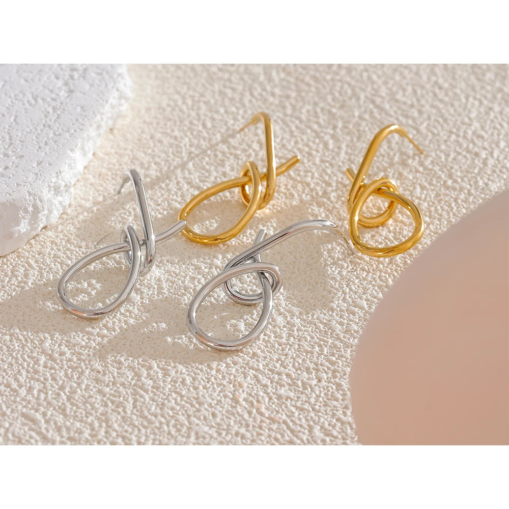 Yhpup Personalized Stainless Steel Geometric Big Drop Unusual Earrings for Women Rust Proof Texture Statement Party Jewelry